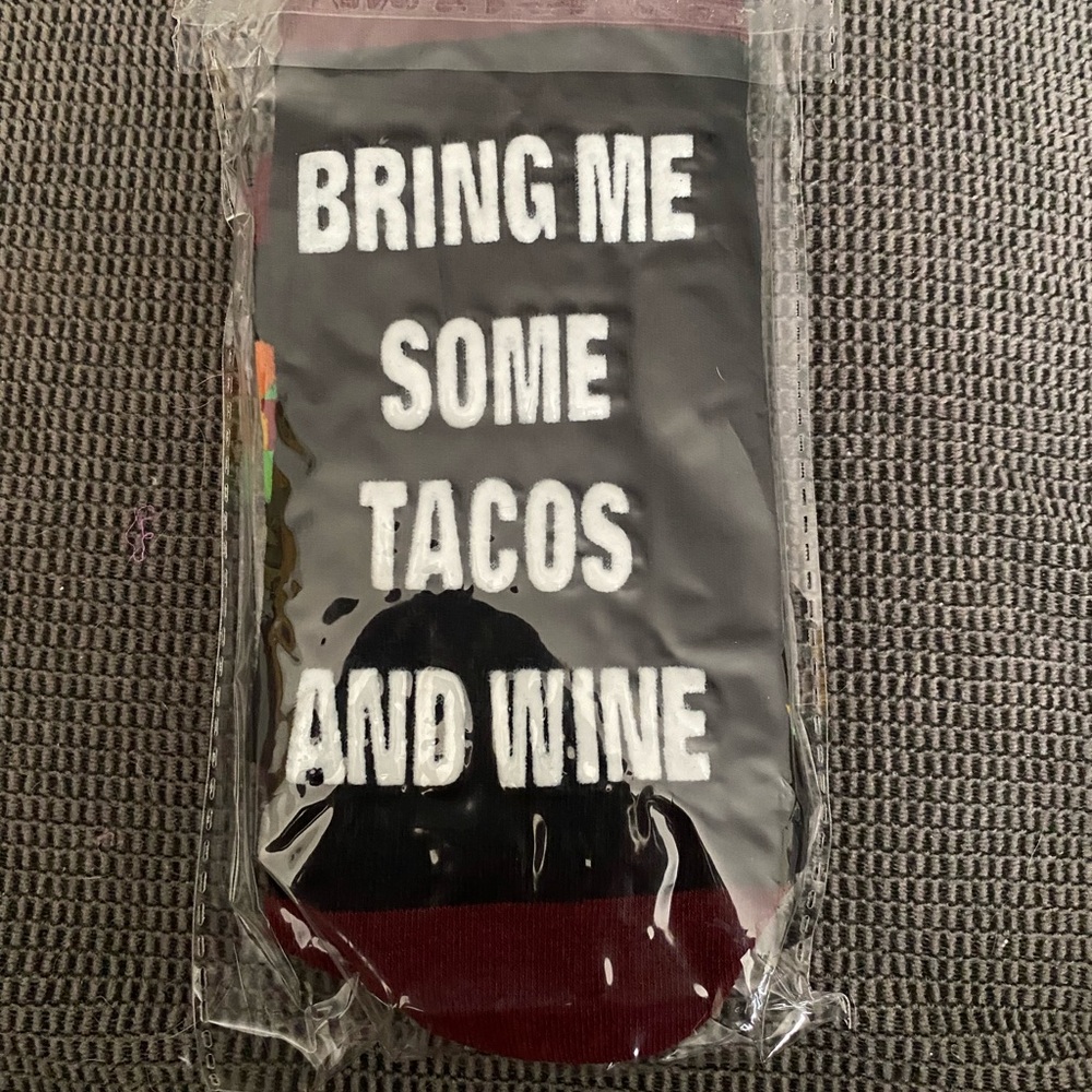 Women’s Tacos And Wine Black and Red Socks - Picture 3 of 4